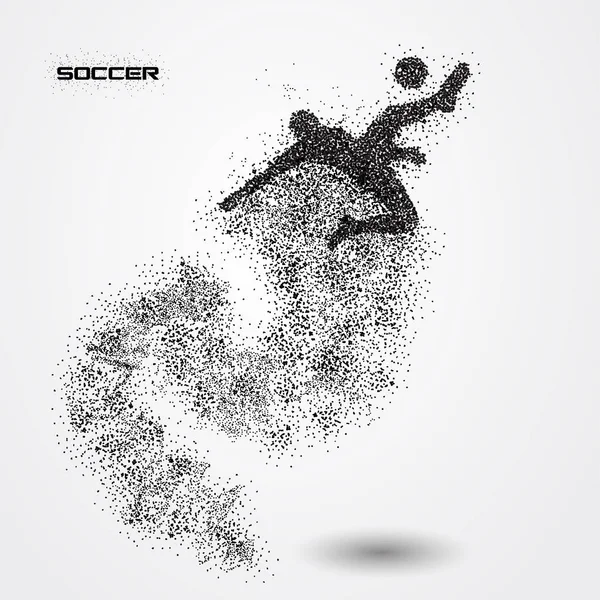 El futbolista de la silueta de la partícula — Vector de stock