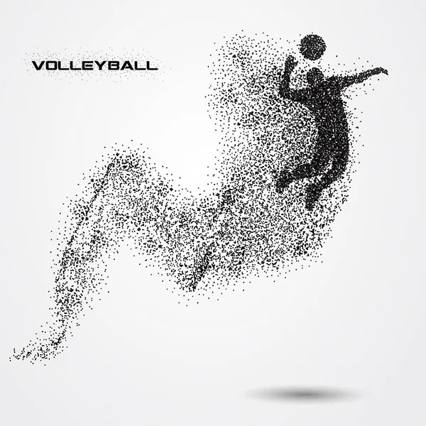 Volleyballerin einer Silhouette aus Teilchen. Stockillustration