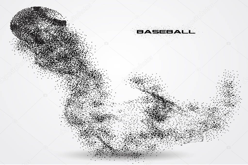 Baseball ball of a silhouette from particle background and text on a separate layer. color can be changed in one click. Similar images can be found in my portfolio.