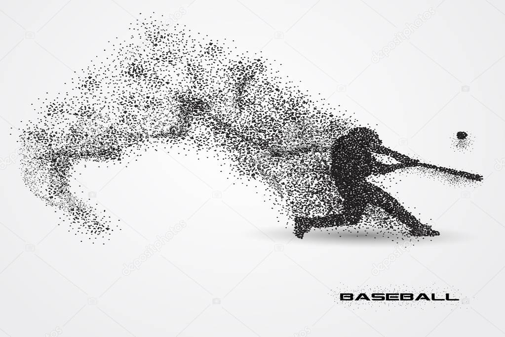 Baseball player of a silhouette from particle background and text on a separate layer. color can be changed in one click. Similar images can be found in my portfolio.