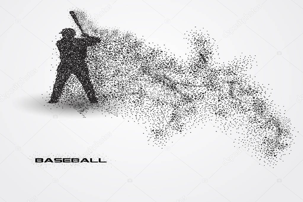Baseball player of a silhouette from particle background and text on a separate layer. color can be changed in one click. Similar images can be found in my portfolio.
