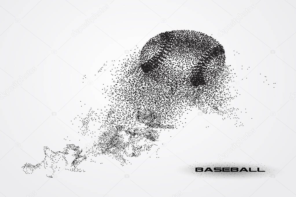 Baseball ball of a silhouette from particle background and text on a separate layer. color can be changed in one click. Similar images can be found in my portfolio.