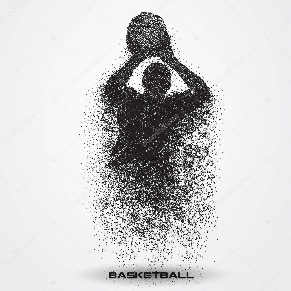 Basketball player of a silhouette from particle