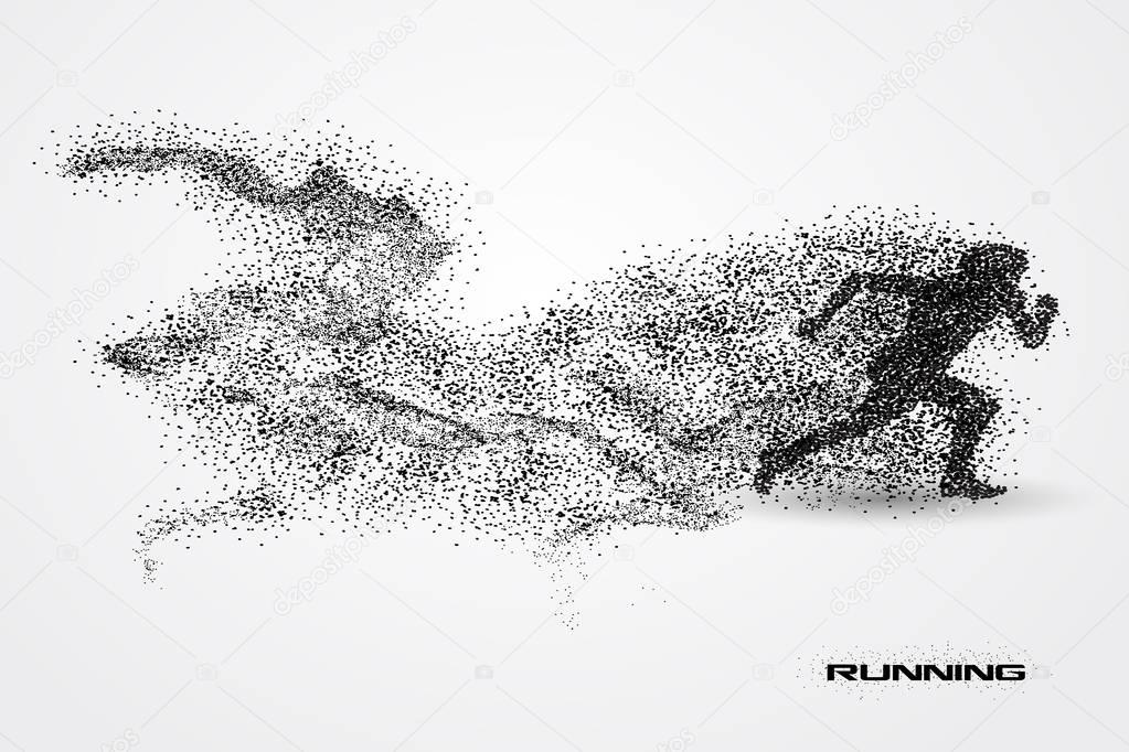 Running of a silhouette from particle background and text on a separate layer. color can be changed in one click. Similar images can be found in my portfolio.