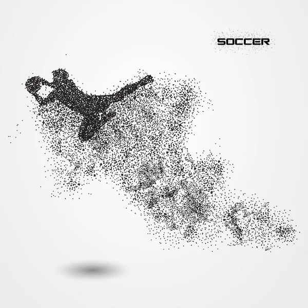 Soccer player of a silhouette from particle — Stock Vector