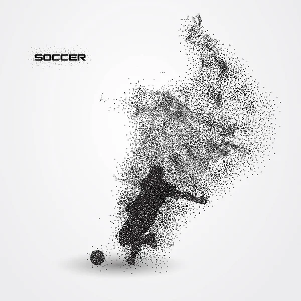 Soccer player of a silhouette from particle — Stock Vector