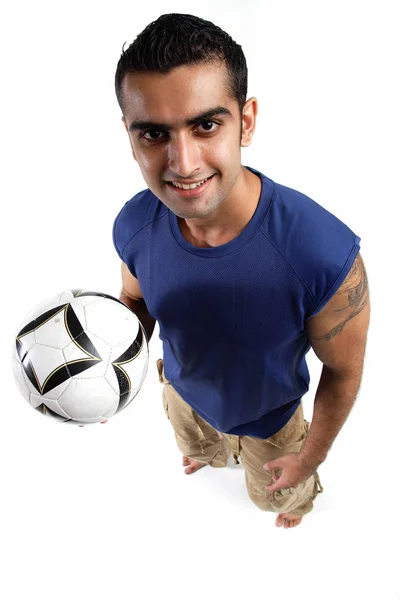 Man holding soccer ball — Stock Photo, Image