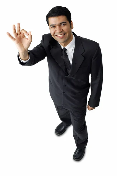 Üzletember, kezet emelt — Stock Fotó