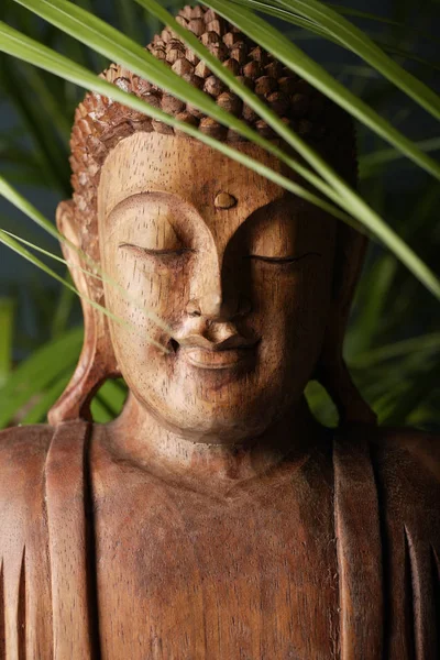 Rosto de Buda de madeira . — Fotografia de Stock