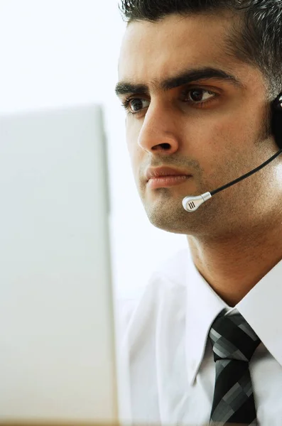 Uitvoerend met headset — Stockfoto