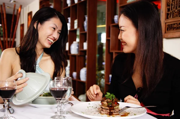 Women with food in restaurant