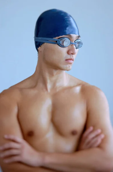 Hombre con gorra de natación — Foto de Stock