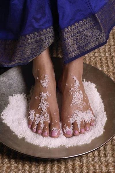 feet in salt scrub