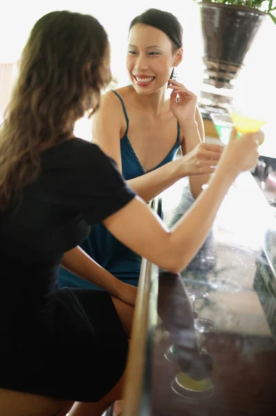 Two women at bar counter