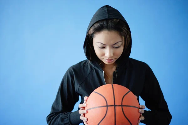 Woman wearing hooded shirt — Stock Photo, Image