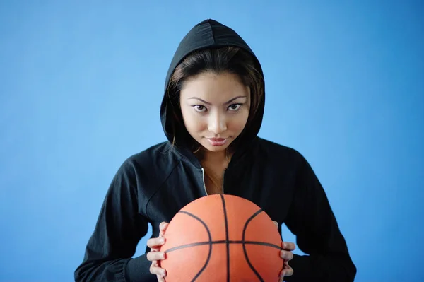 Woman wearing hooded shirt — Stock Photo, Image