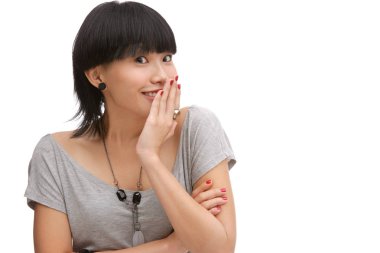 kadının ağzına el ile