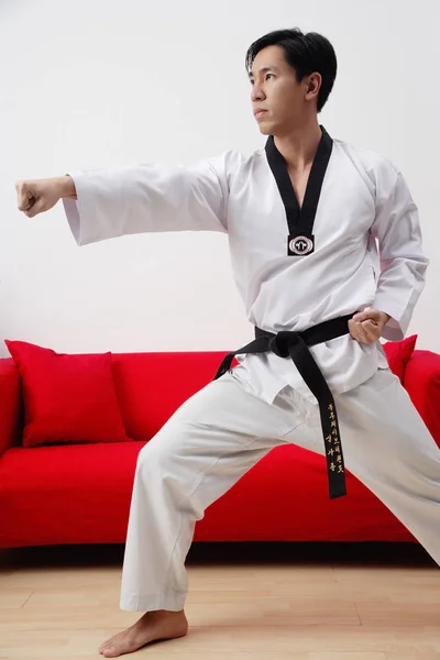 Mann praktiziert Kampfkunst — Stockfoto
