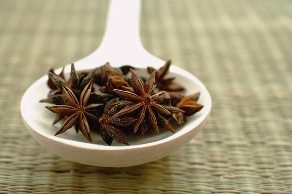 Stars Anise in spoon — Stock Photo, Image