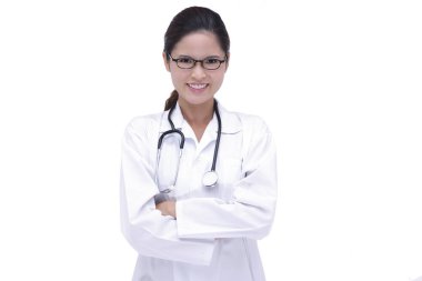 kadın doktor önlük içinde