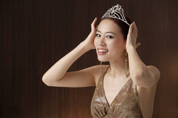 elegant Woman in brown dress