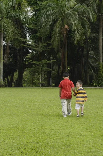 Due fratelli che camminano nel parco — Foto Stock