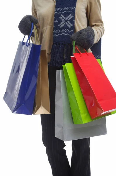 Donna con shopping bags — Foto Stock