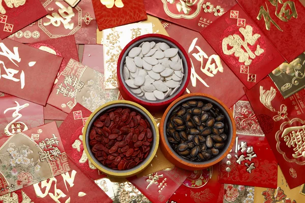 Different seeds in bowls — Stock Photo, Image