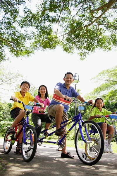 Famiglia, in bicicletta, ritratto — Foto Stock