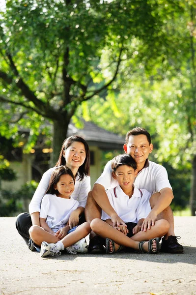 Family looking at camera