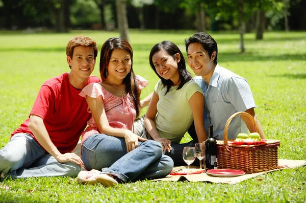 Adultos jóvenes haciendo picnic — Foto de Stock