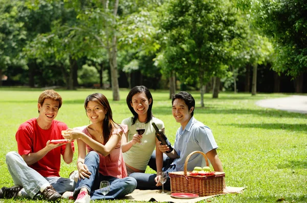 Adultos jóvenes haciendo picnic — Foto de Stock