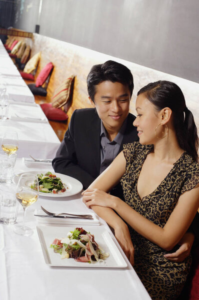 Couple dining in restaurant