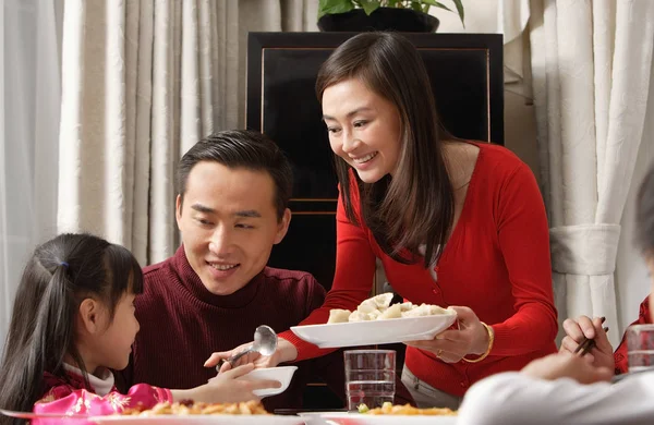 happy asian family at home