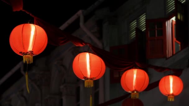 Chinese lanterns hanging as decoration — Stock Video