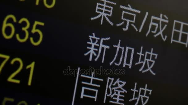 Tablero de salida / Aeropuerto Internacional de Hong Kong — Vídeo de stock