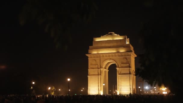 Indien-Tor bei Nacht — Stockvideo