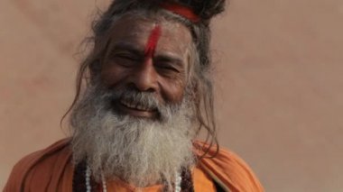 Sadhu portresi cu / Varanasi, Hindistan