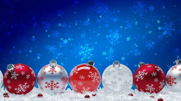 Decoration Backplate Red White Christmas Balls Blue Background Stock Photo