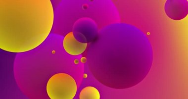 Canlı ve modaya uygun. 4K çözünürlüğü. Kürelerin akışı ve çarpışması ile soyut renkli arkaplan.