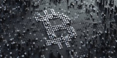 Bitcoin. Biçimlendirilmiş Dijital Sembol.