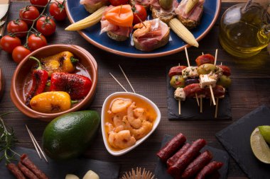 İspanyolca tapas başlayanlar ahşap tablo