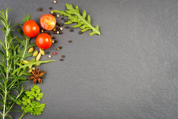 Food background on slate