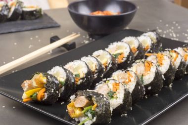 Kimbab rolls with tuna korean food clipart