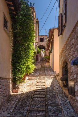 Köşe ve Umbria güzel İtalyan kasabalarında sokaklarında.