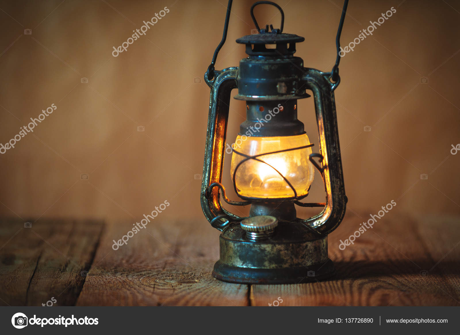 Antique Oil Lamp Burning