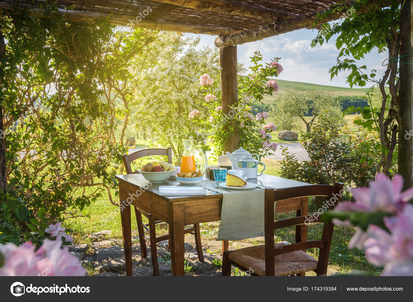 Breakfast Under The Gazebo In A Sunny Spring Morning Stock Photo By Jaromatik 174319394