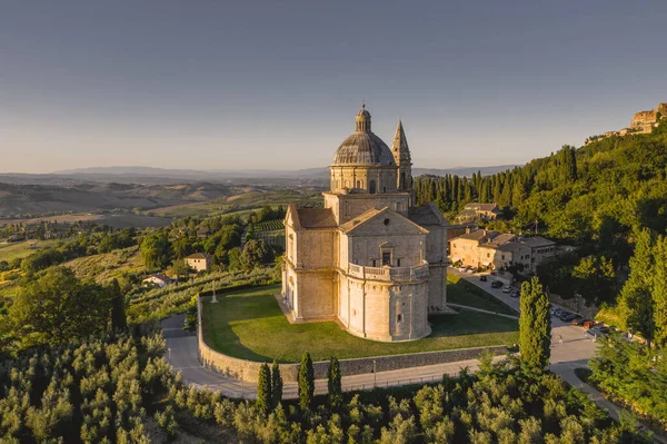 Panoramatická Fotografie Dronu Montepulciano — Stock fotografie