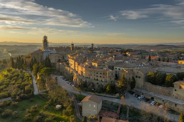 Blick Von Oben Auf Die Erstaunliche Italienische Stadt Pienza — Stockfoto