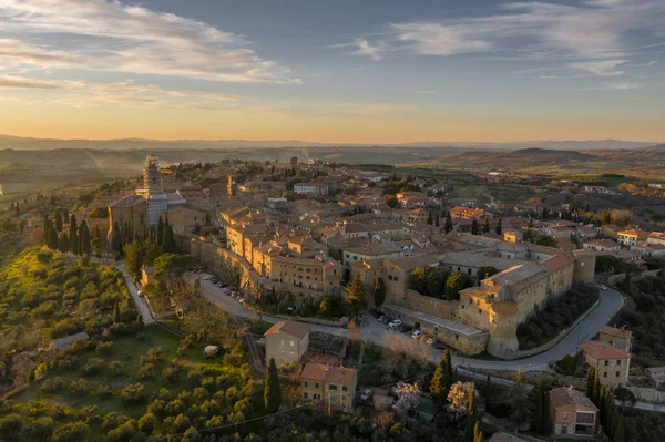 Pohled Výšky Úžasné Italské Město Pienza — Stock fotografie